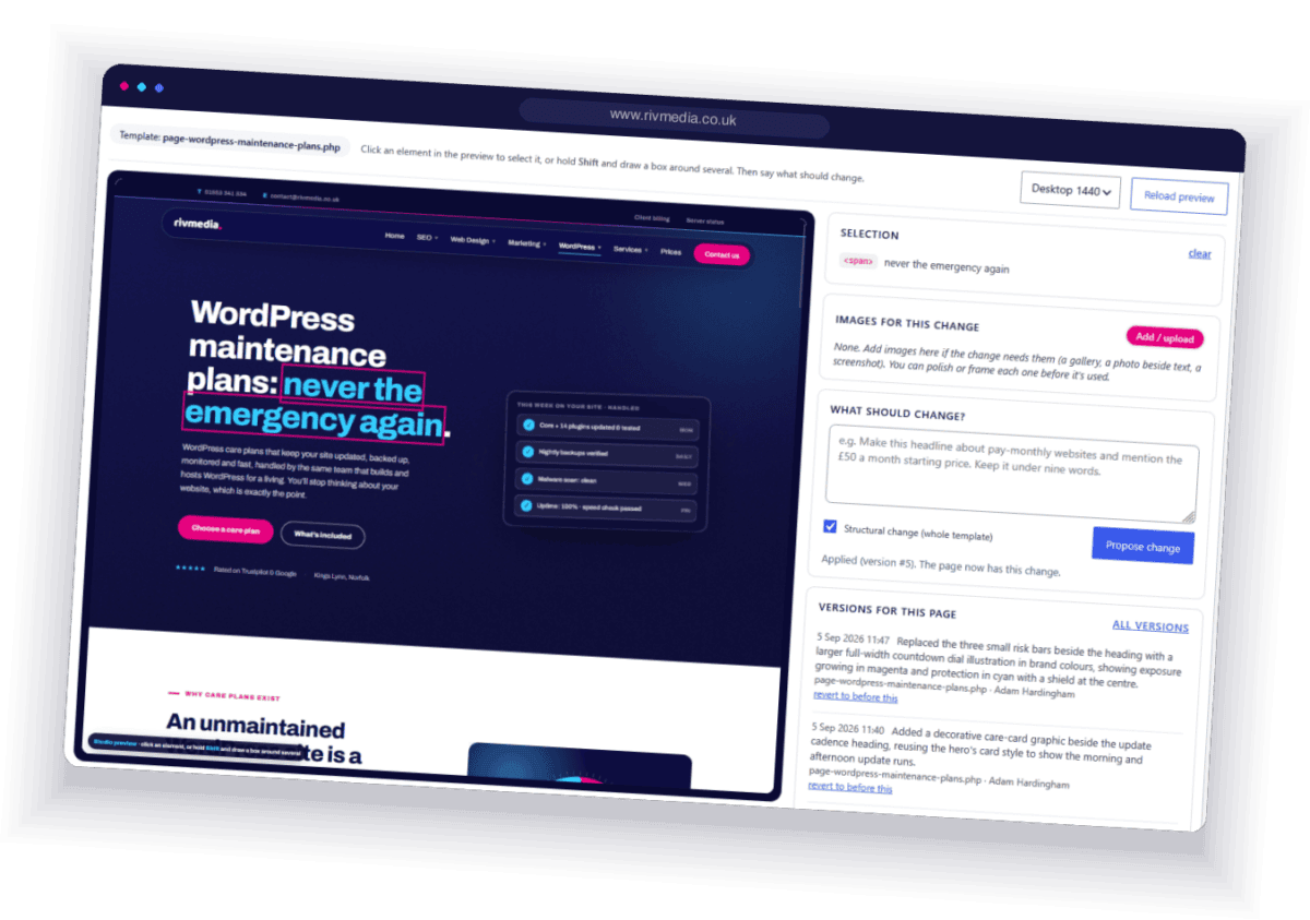 AI Automation for website editing without an editor
